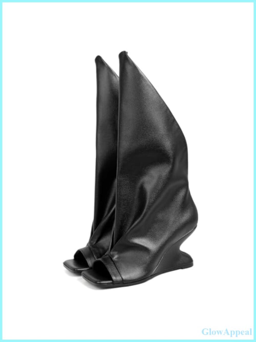 Slouchy Peep-Toe Wedge Knee-High Boots Faux Suede Pull-On